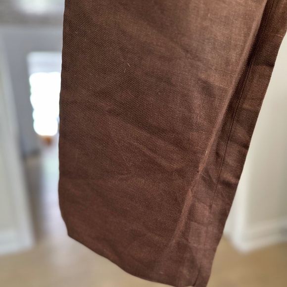 Men's - GOLF WANG Brown Grand Logo Linen Trouser Pant - Size 38 - Picture 7 of 16